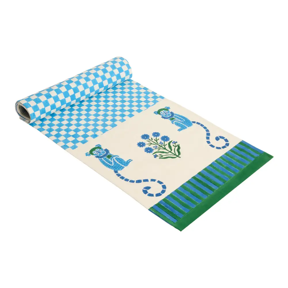 Playful Monkey Floral Table Runner