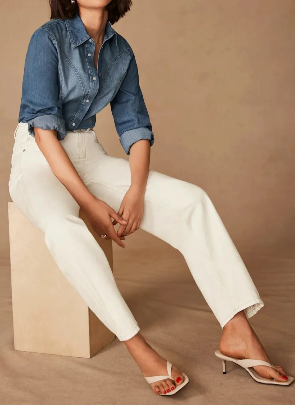 Casual Style Barrel Leg Jeans