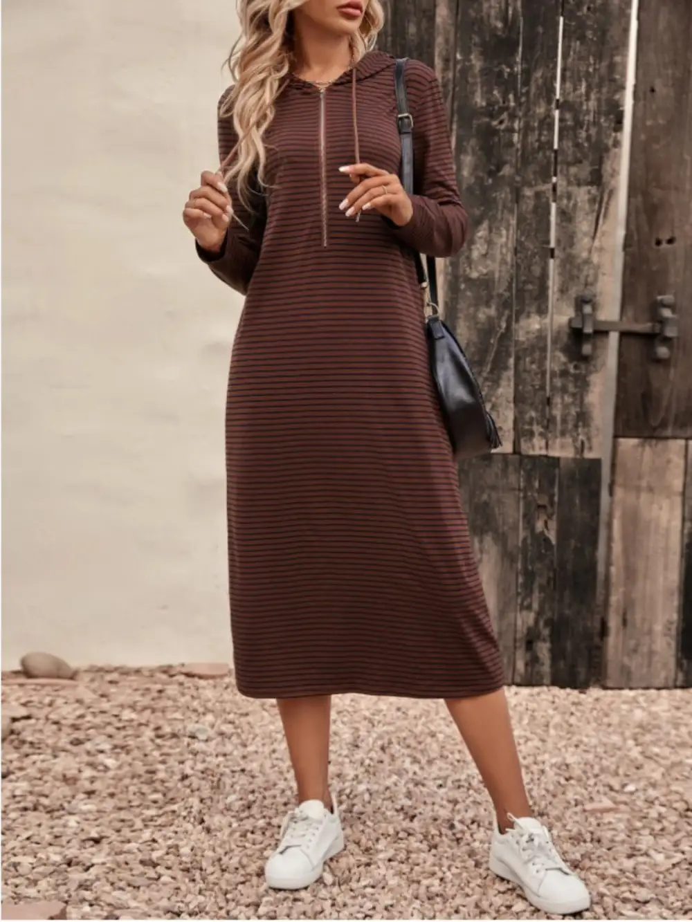 Zip Front Striped Dress