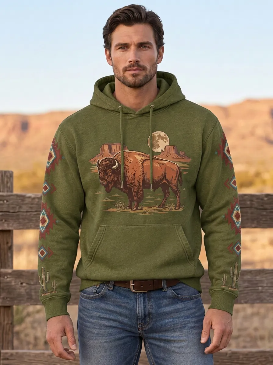Men's Western Cactus Desert Graphic Hoodie