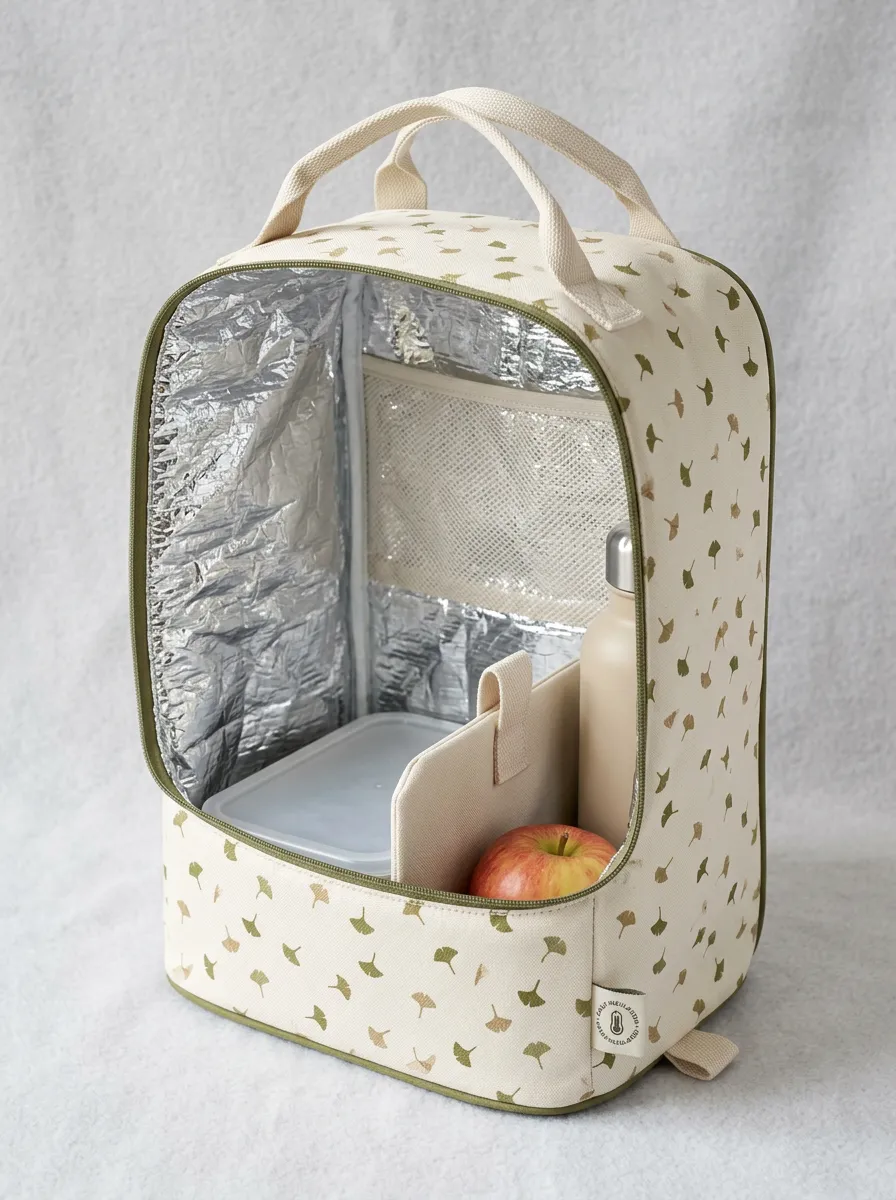 Ginkgo Leaf Pattern Insulated Printed Lunch Bag