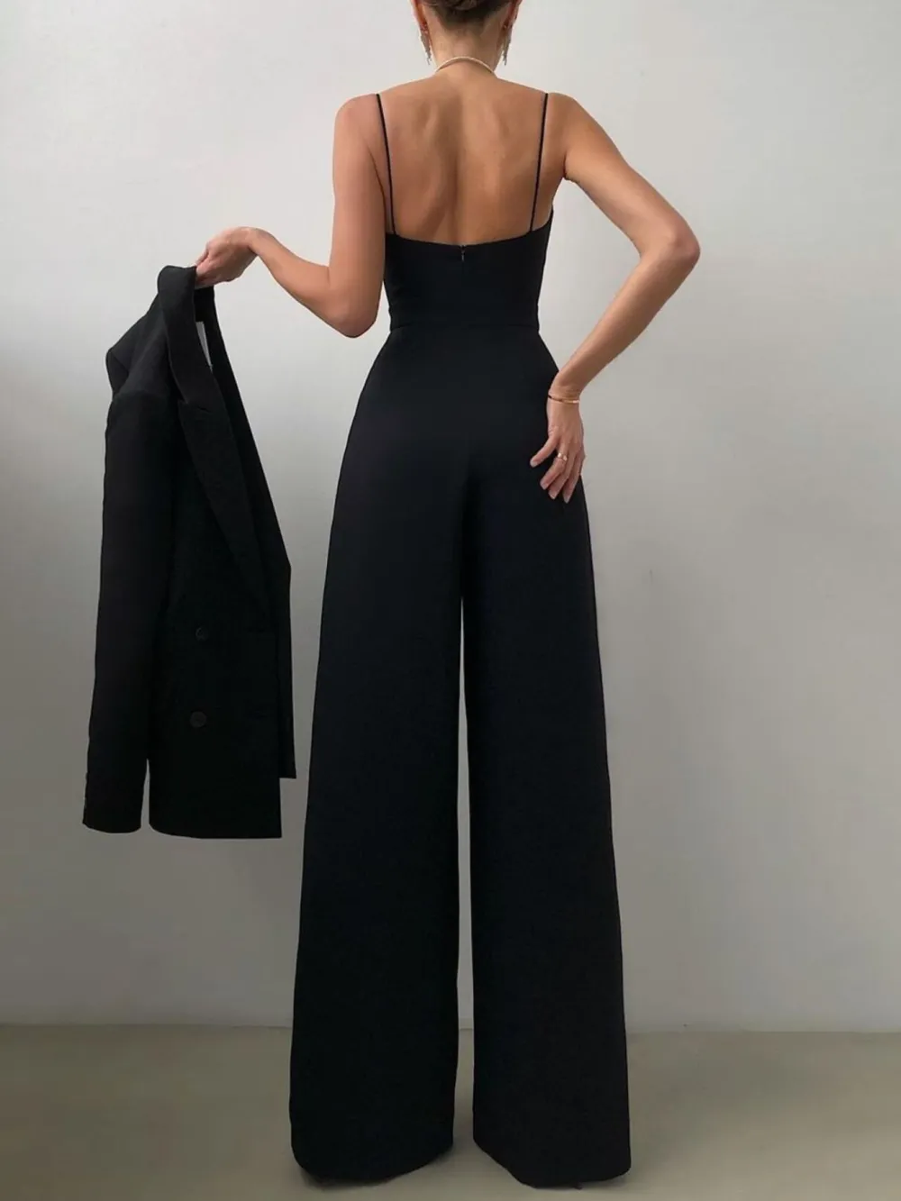 Plus Size Spaghetti Strap Wide Leg Accessory
