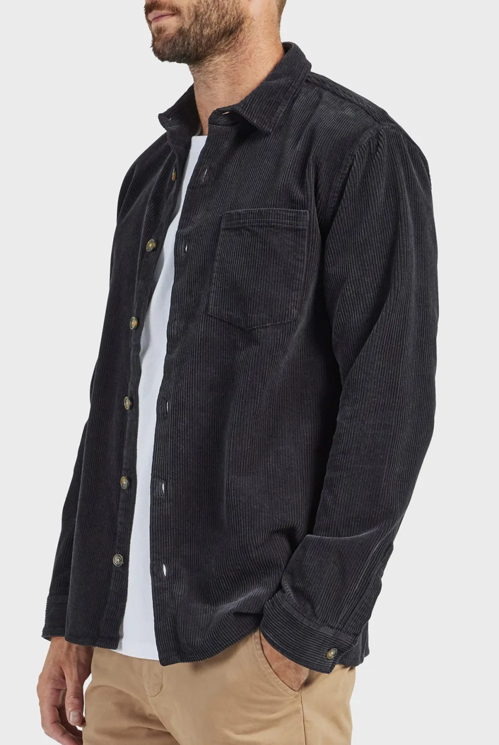 Textured Corduroy Casual Overshirt