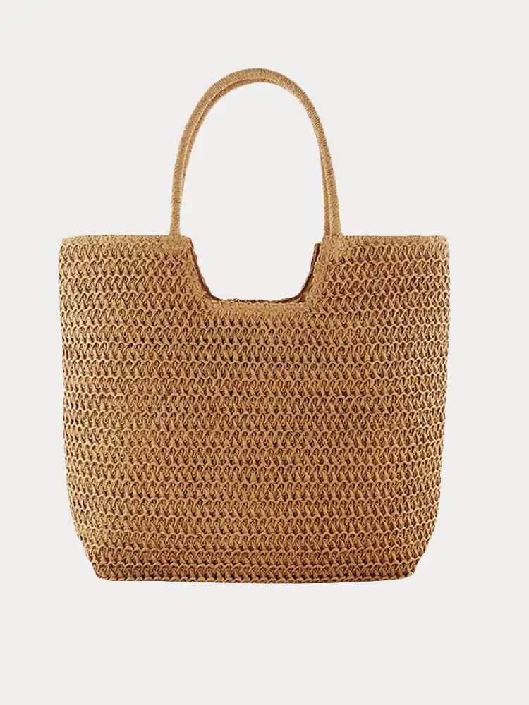 Boho Simple Large Capacity Woven Straw Tote Bag
