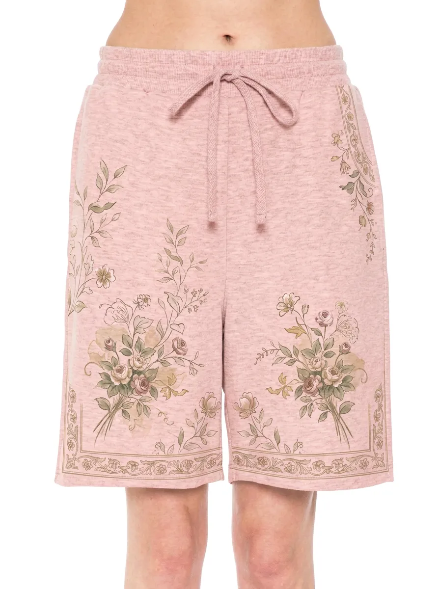 Women's Vintage Floral Bouquet Printed Drawstring Shorts