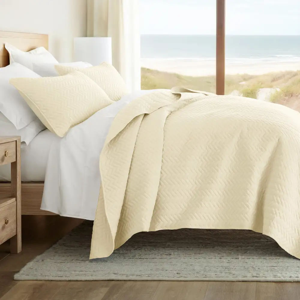 Herringbone Quilted Coverlet Set