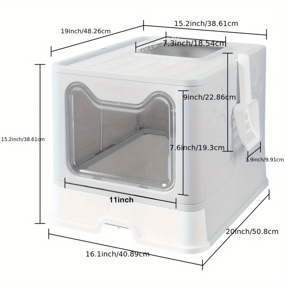 Multi-Functional Cat Litter Box with Top Entry, Cat Helper for Mess-Free Litter Use