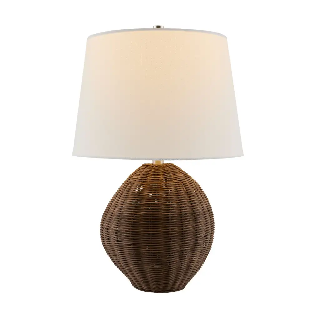 Painted Linen Shade Woven Rattan Linen Table Lamp