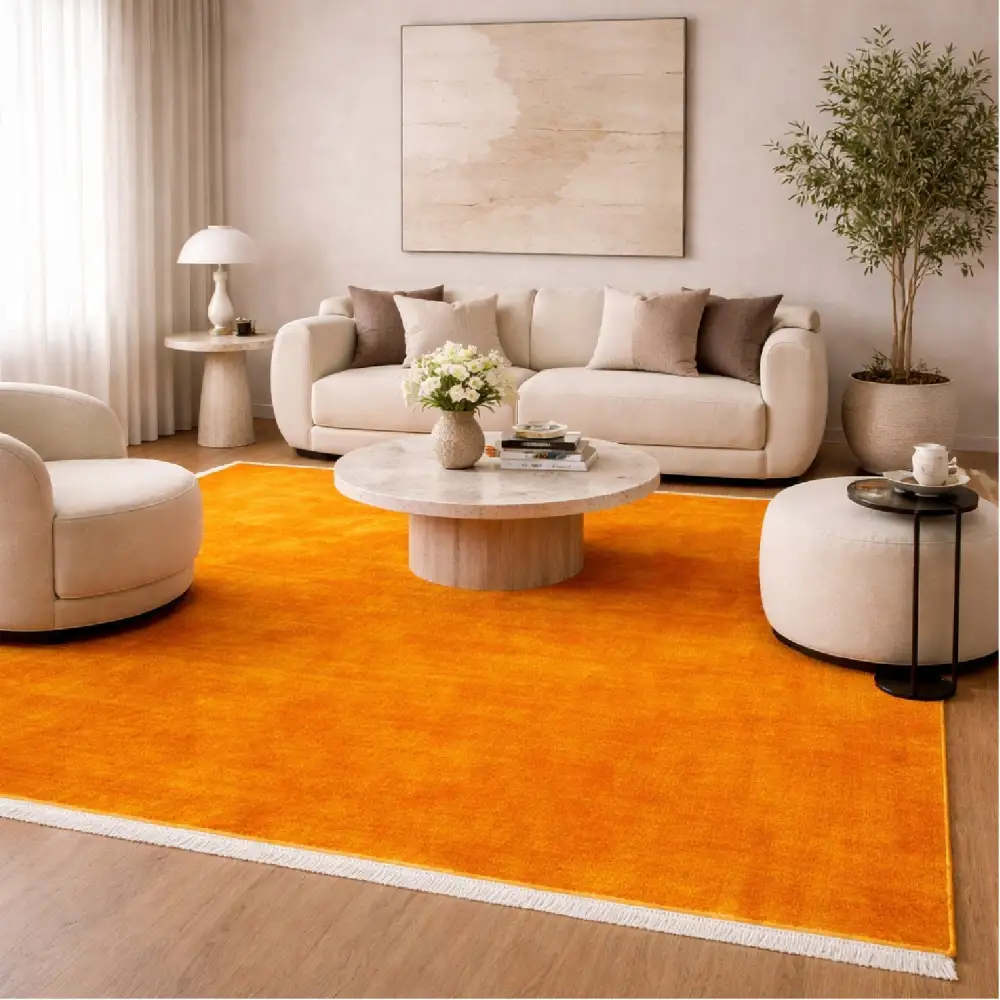 Hand-Loomed Wool Fringe Square Carpet