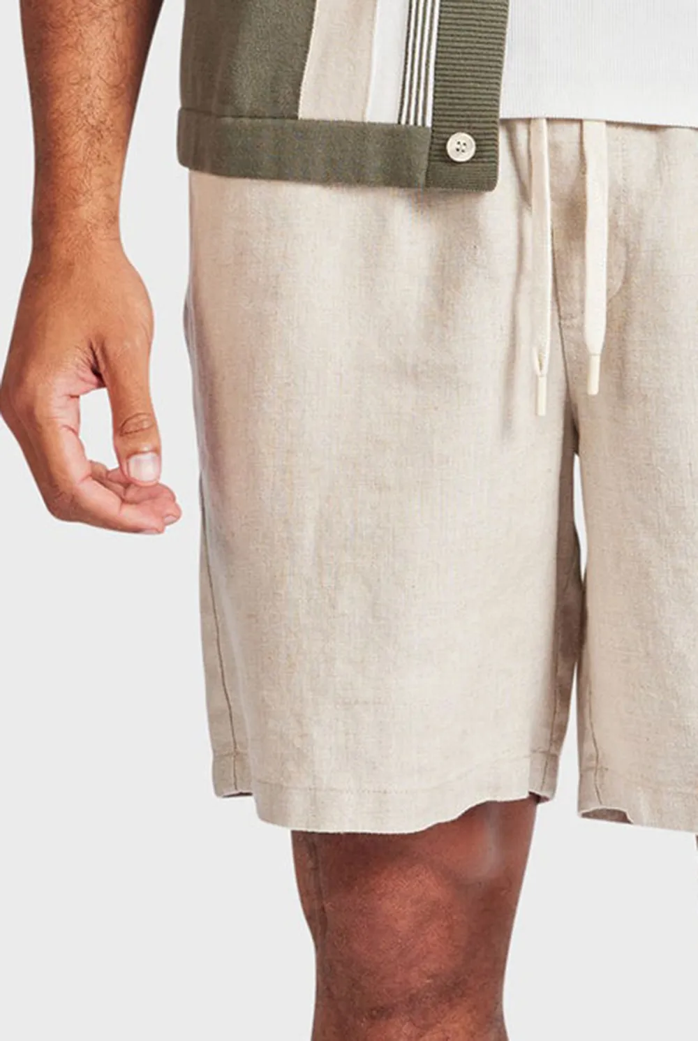 Relaxed Tapered Linen Blend Casual Lounge Shorts