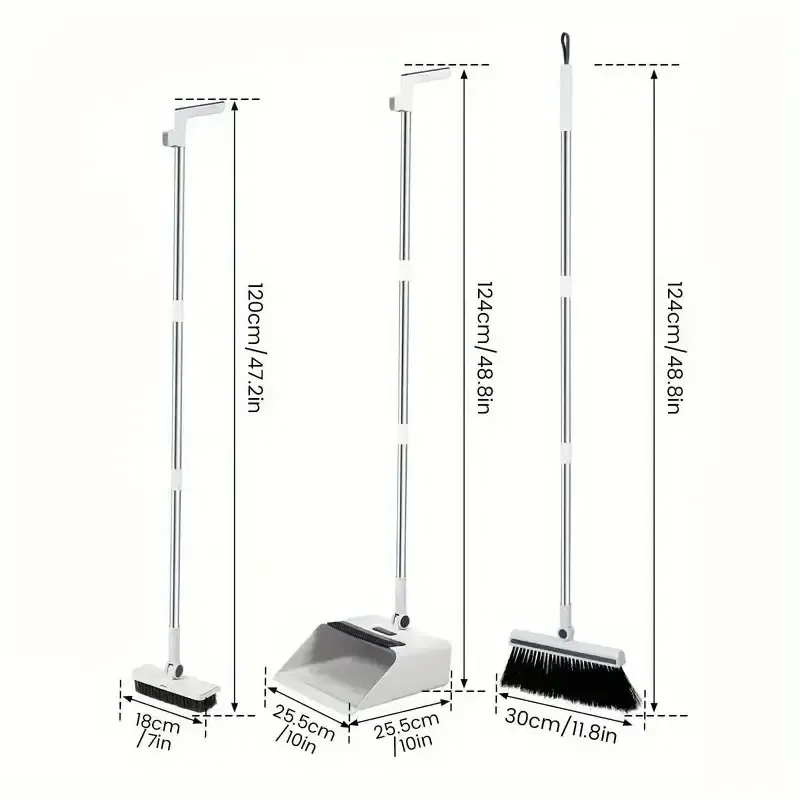 3-in-1 Home Cleaning Kit: Soft Bristle Broom