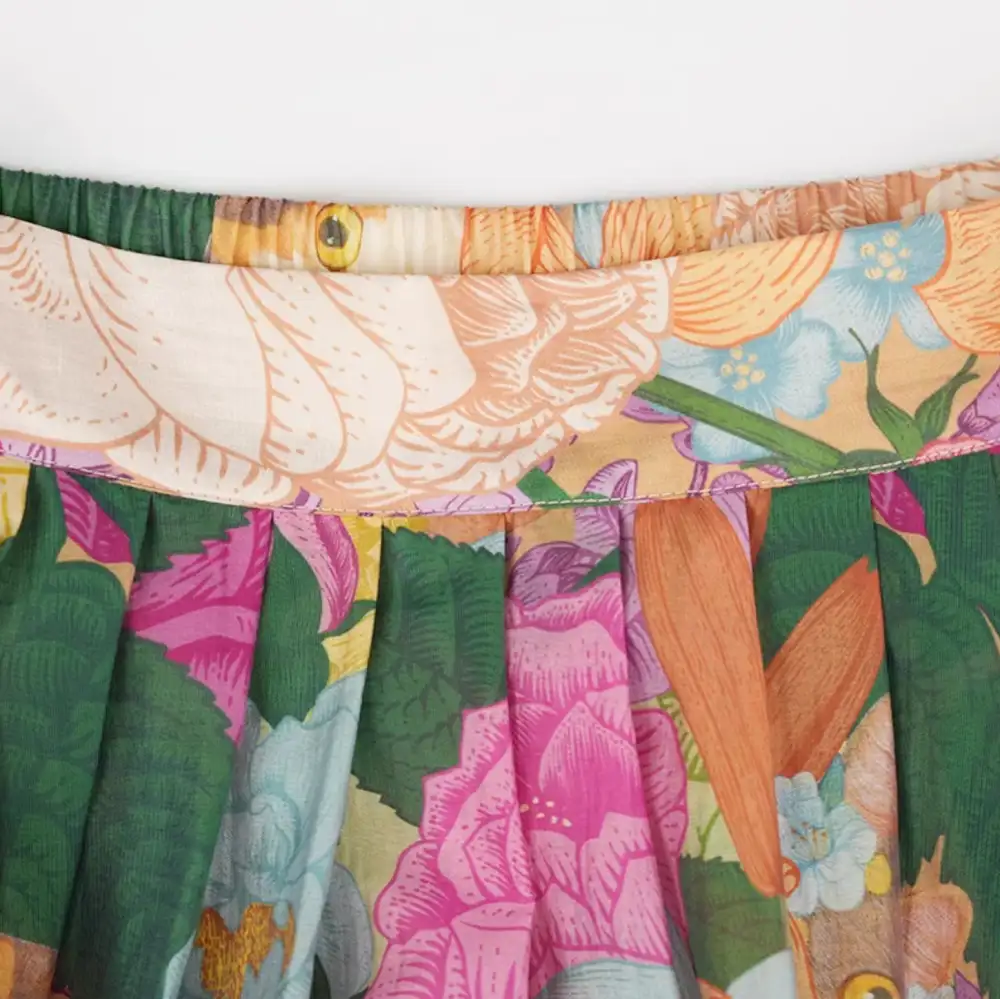 Floral Cat Motif Skirt