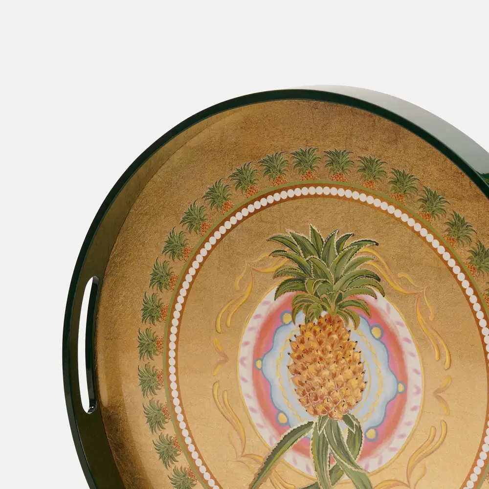 Gold Pineapple Round Serving Tray