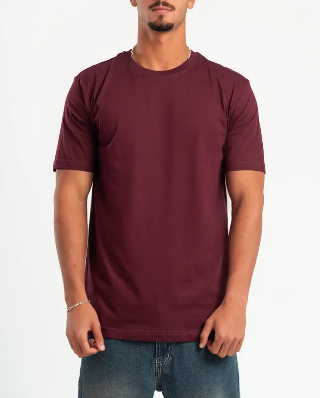 Burgundy Soft Cotton Crewneck Tee