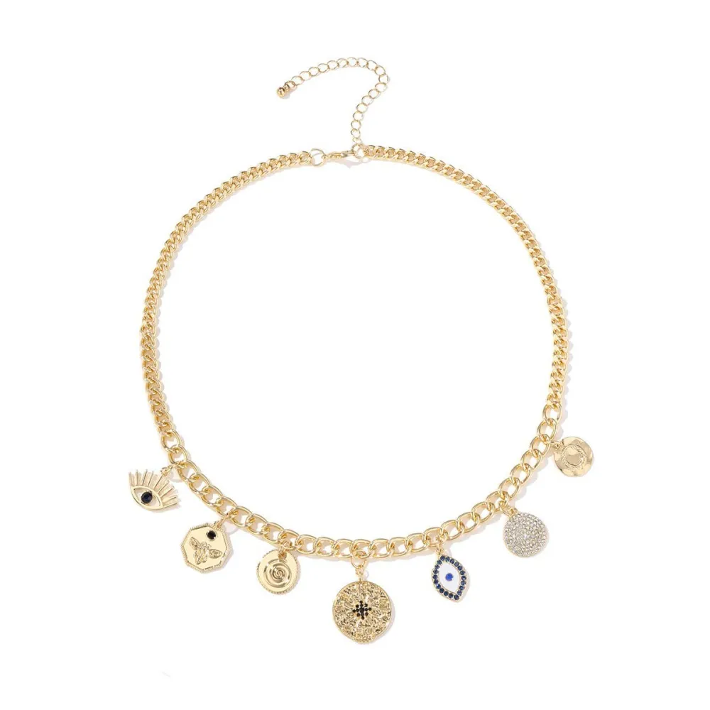Compact Rhinestone Pendant Necklace