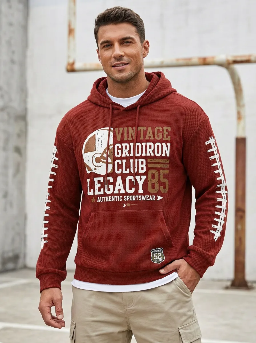 Men's Vintage Gridiron Football Helmet Printed Hoodie
