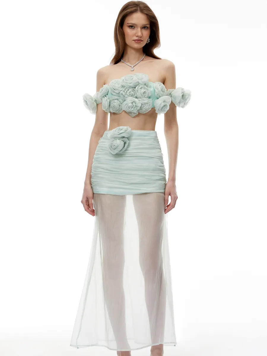 Liana 3D Floral Strapless Two Piece Set
