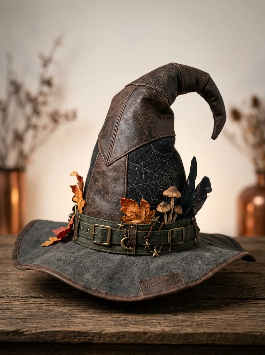 Mushroom Forest Spiderweb Halloween Witch Hat