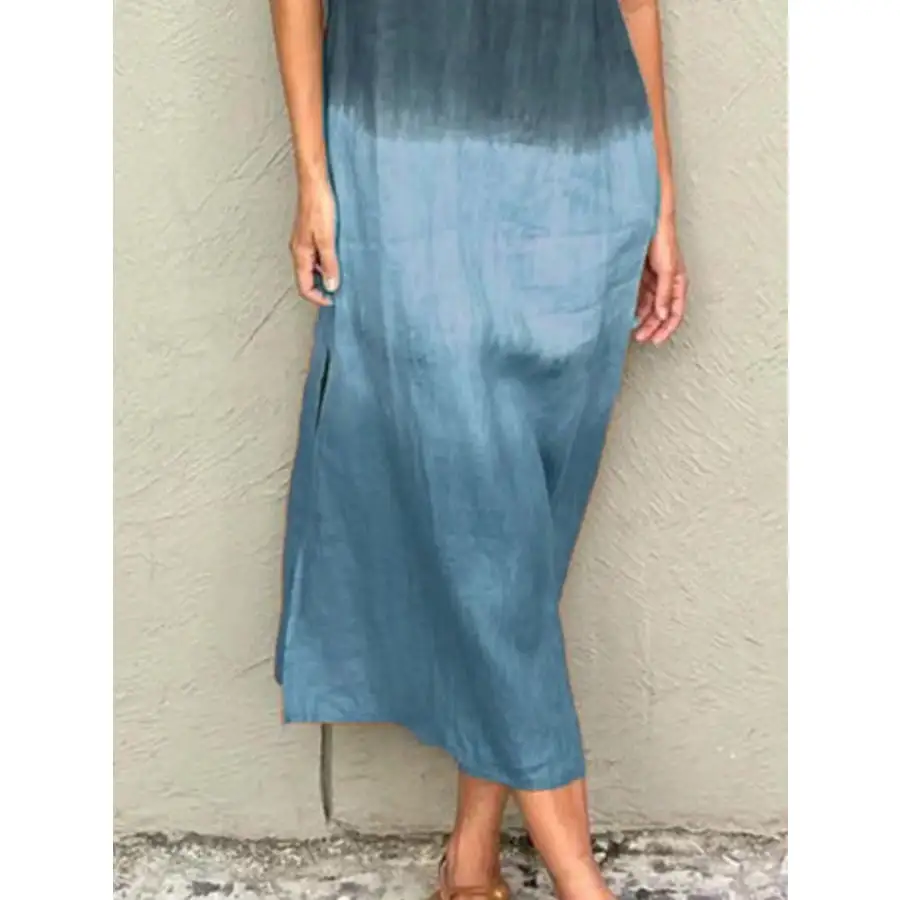 Full Size Sleeveless Gradient Tank Midi Dress Plus Size