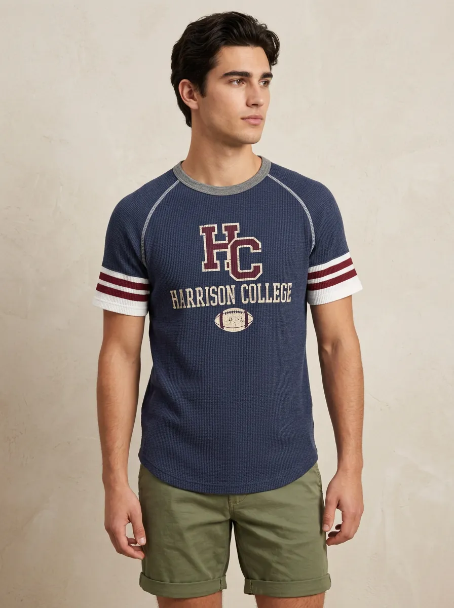 Men's Harrison College Football Varsity Printed Waffle T-shirt