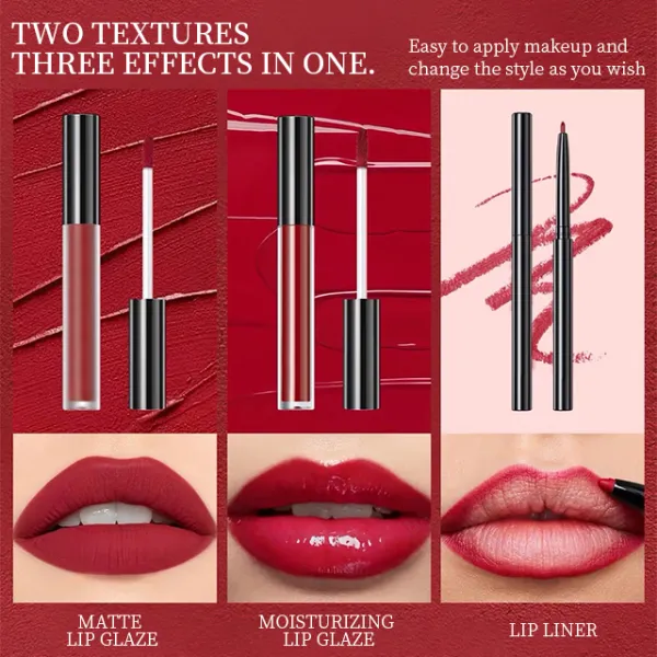 3-in-1 Lip Kit Matte Moisturizing Lip Glaze Lip Liner