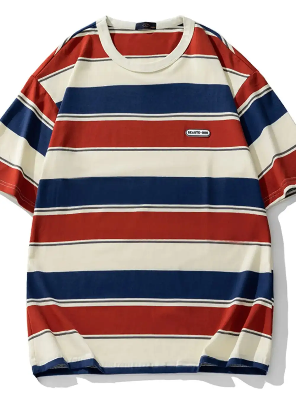 Striped Crew Neck Half Sleeve Tee
