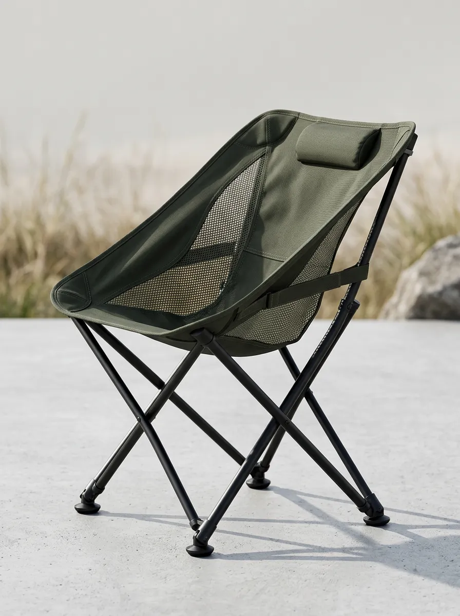 Camping Olive Green Mesh Folding Camping Chair