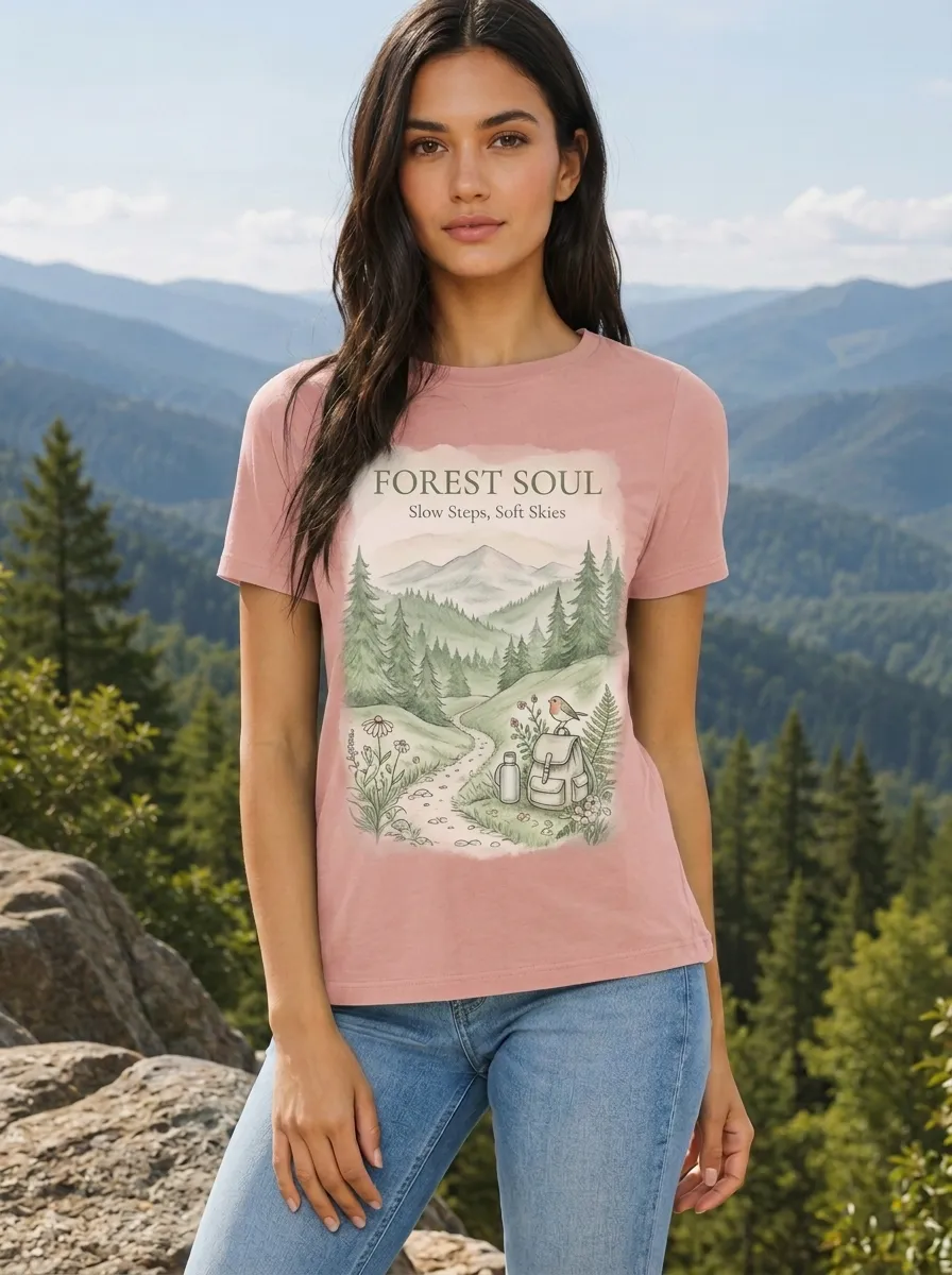 Women's Nature Lover Forest Soul Mountain Hiking Printed T-shirt