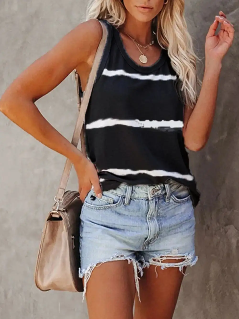 Striped Round Neck Tank Top
