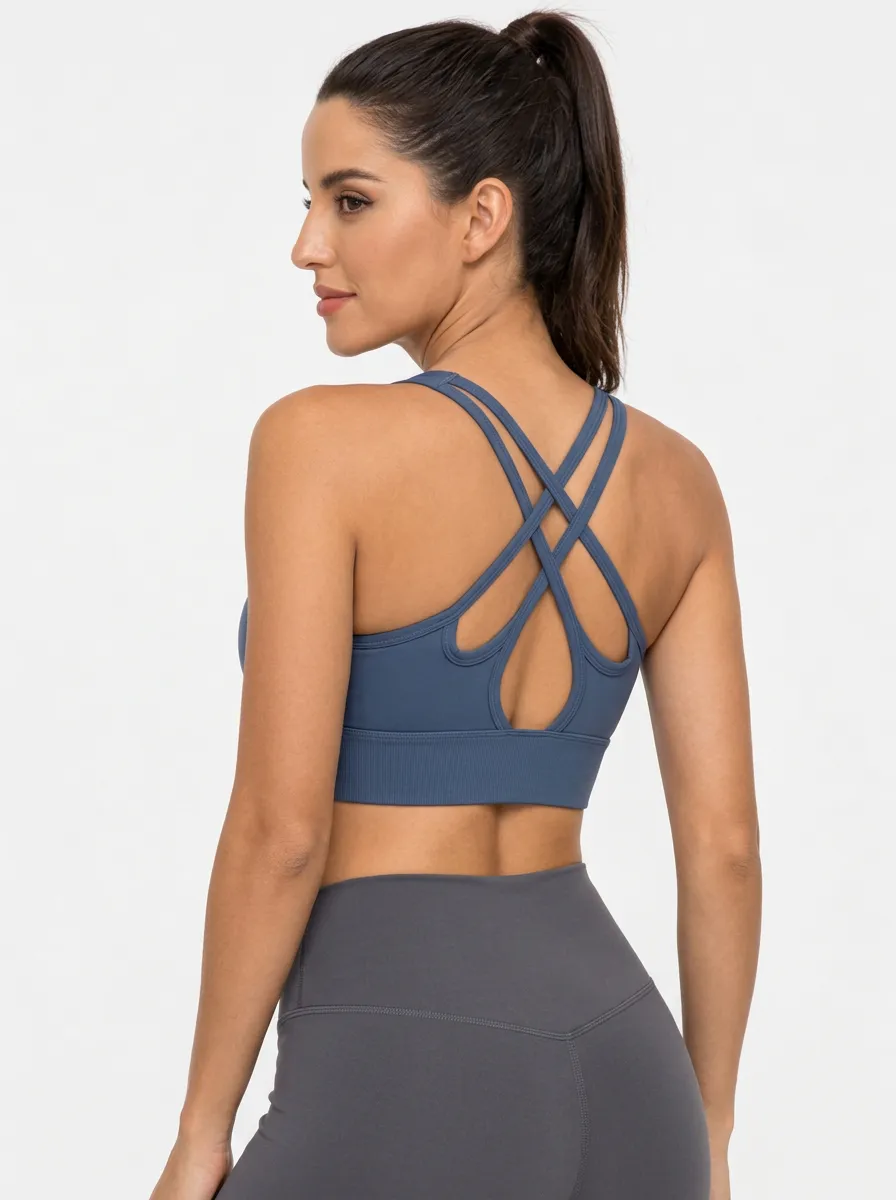 Women's Printed Solid Color Cross Back Training Bra