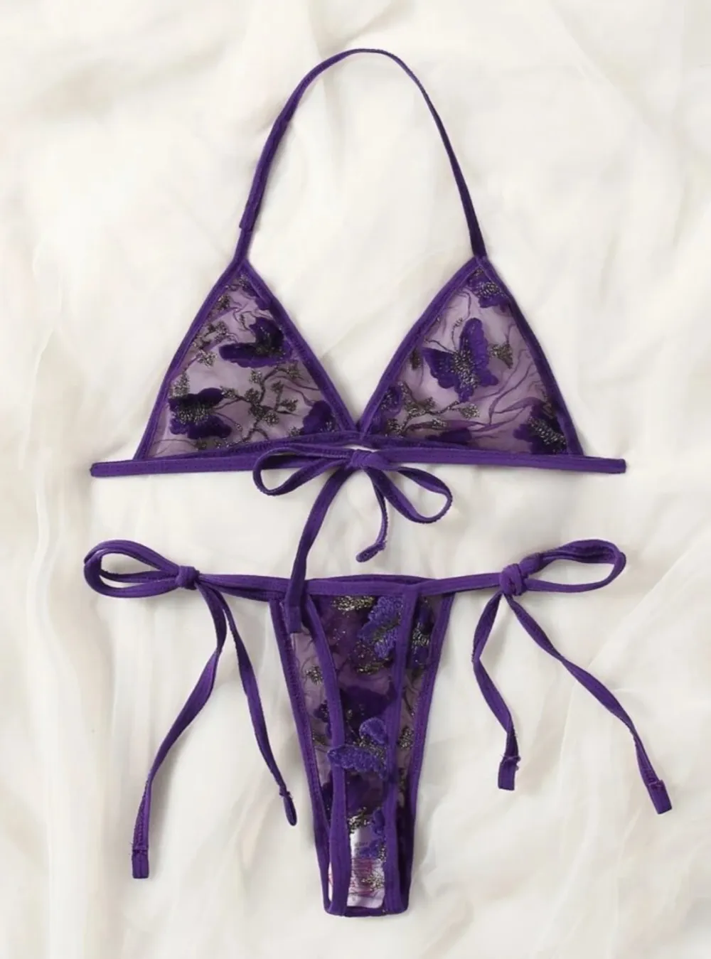 Refined Butterfly Mesh Lingerie Set