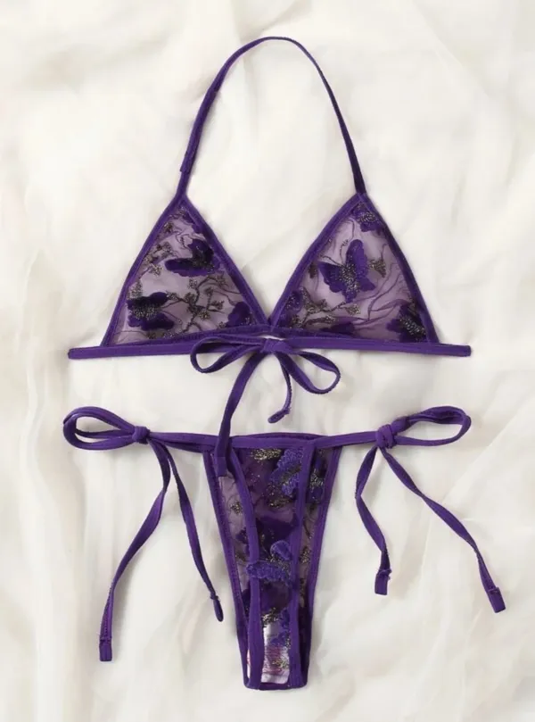 Refined Butterfly Mesh Lingerie Set