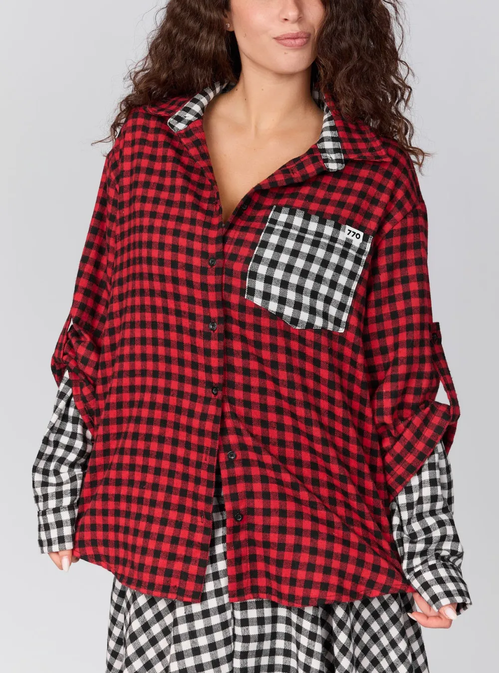 Button Front Plaid Shirt
