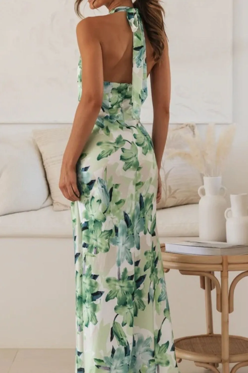 Classic Halter Floral Maxi Dress