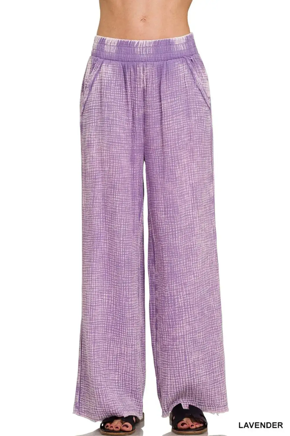 Relaxed Washed Double Gauze Elastic Band Waist Pants