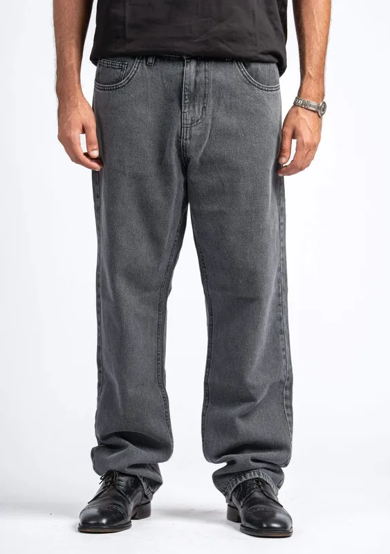Dark Grey Straight Leg Denim Pants