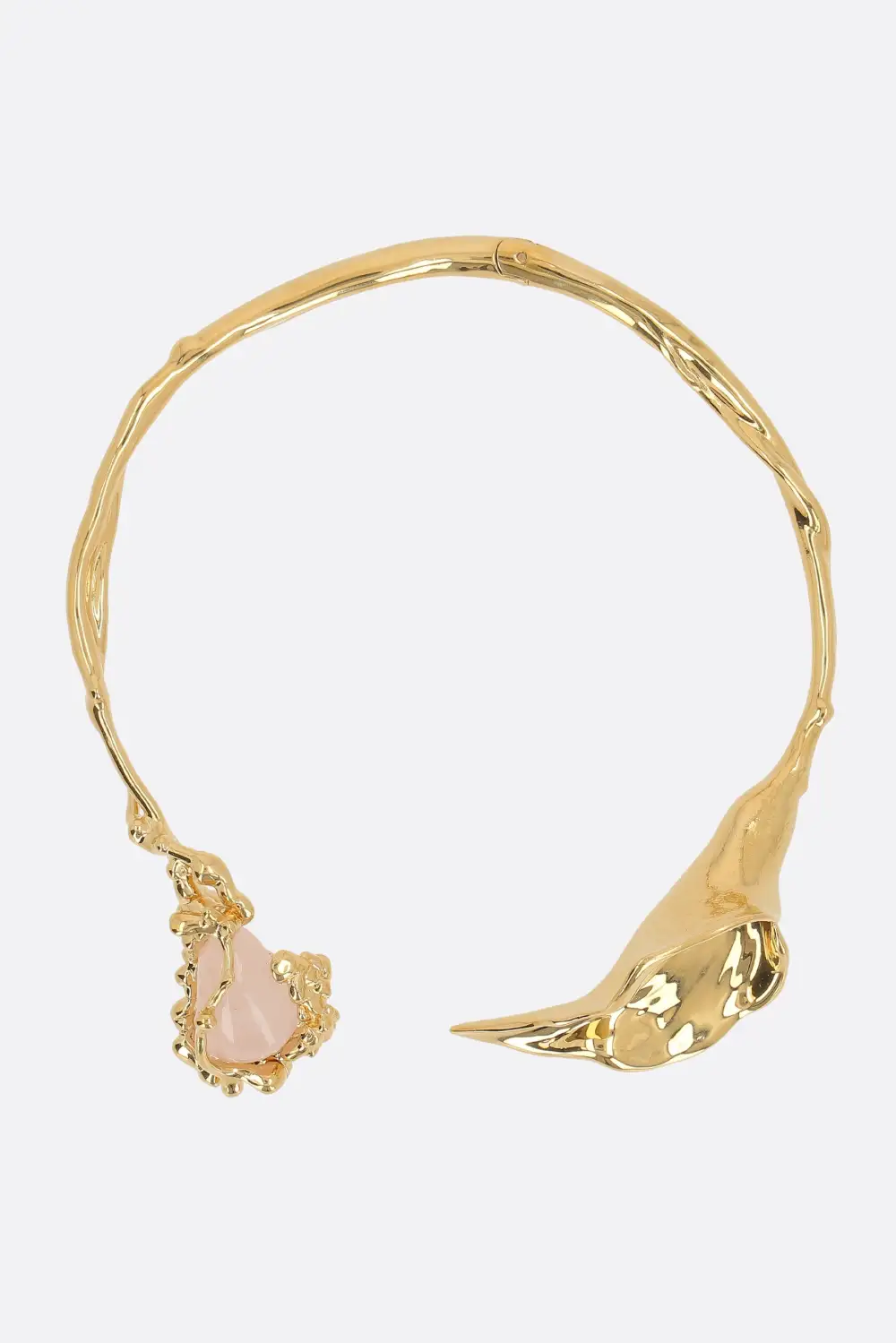 Gold Tone Brass Detail Floral Necklace