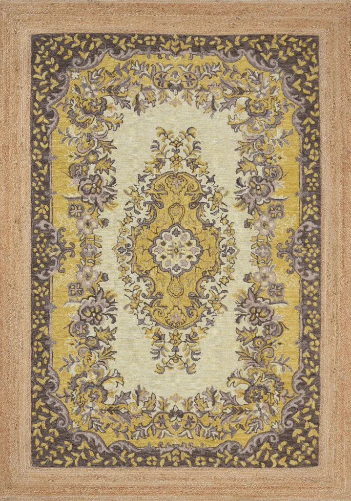 Hand Tufted Floral Medallion Wool Jute Area Rug