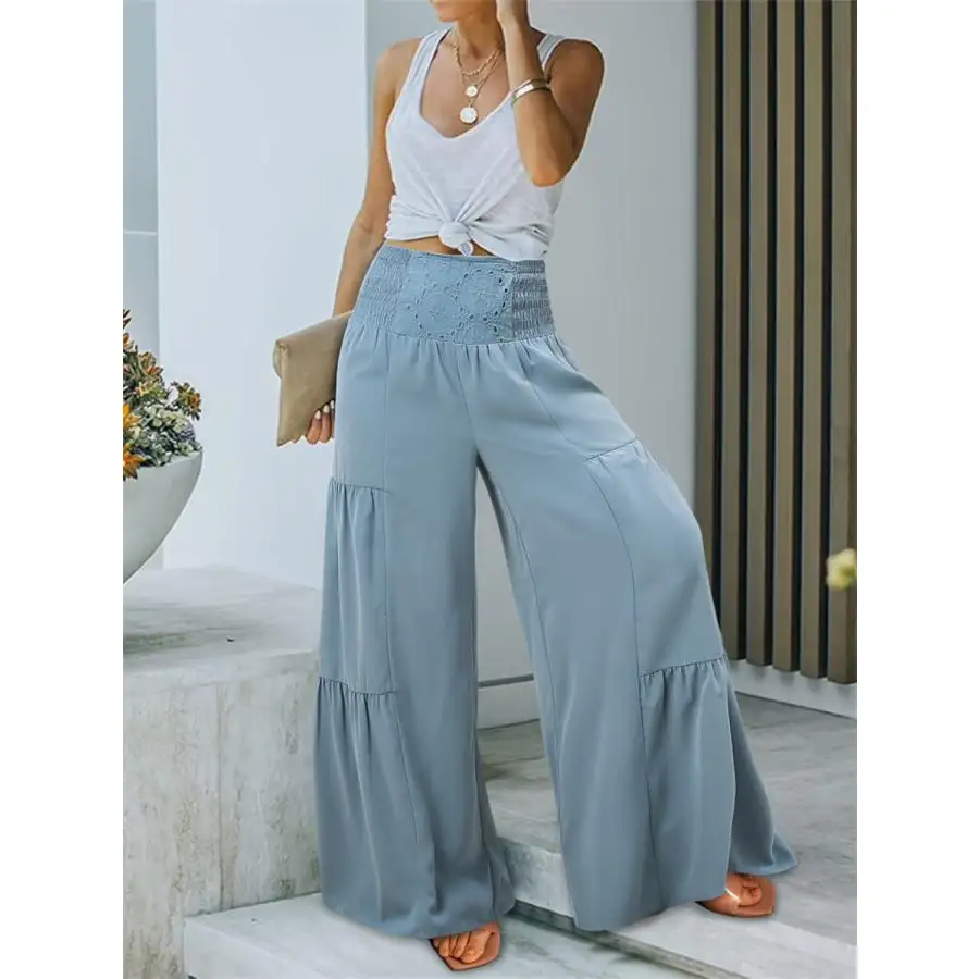 Smocked High Waist Pants