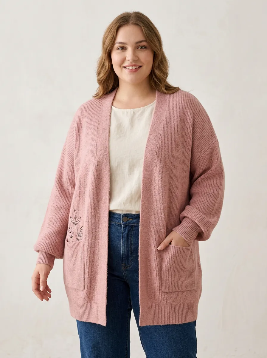 Women's Botanical Leaf Minimalist Printed Casual Cardigan