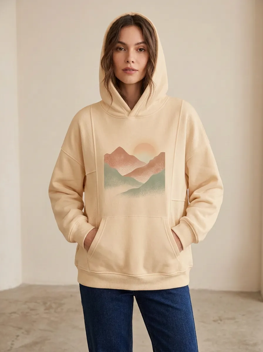 Nature Boho Mountain Sunset Hoodie