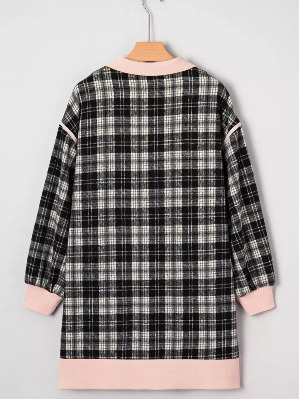 Plaid Zip Front Long Sleeve Mini Dress