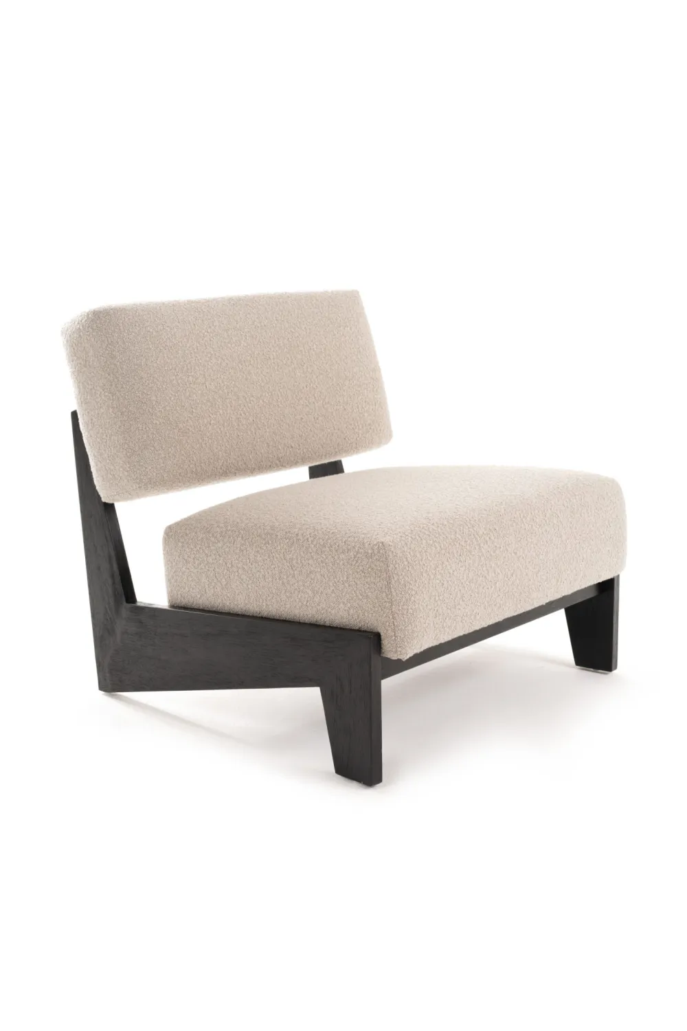 Wood Framed Velvet Lounge Chair
