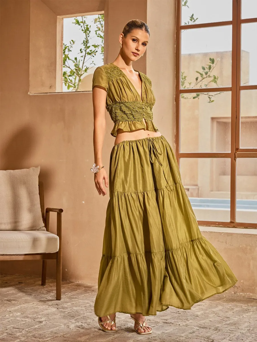Antonella Plunge Neck Skirt Set