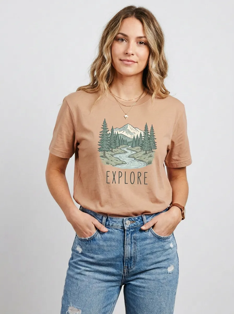 Nature Adventure Explore Mountain River T-Shirt