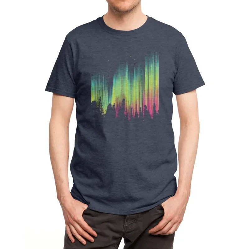 Fashionable Aurora Print Men's Short Sleeve