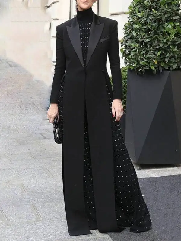 Long Sleeve Split Side Notched Collar Jacket