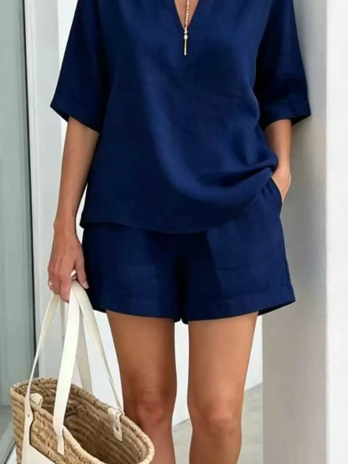 Tailored Refined Pocketed Top and Shorts Matching Set