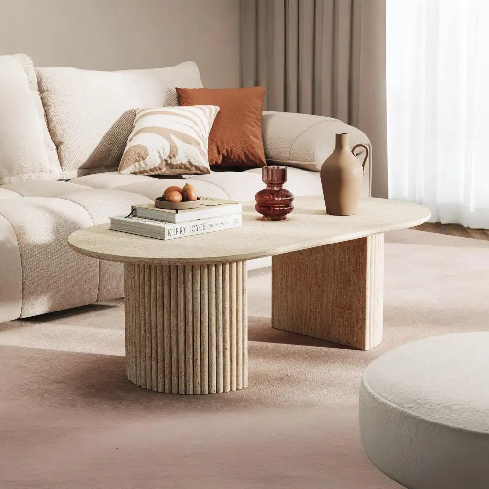 Oval Dual Pedestal Coffee Table