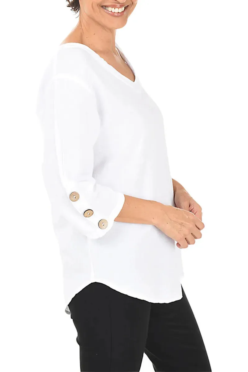 Triple Button Sleeve Crinkle Top